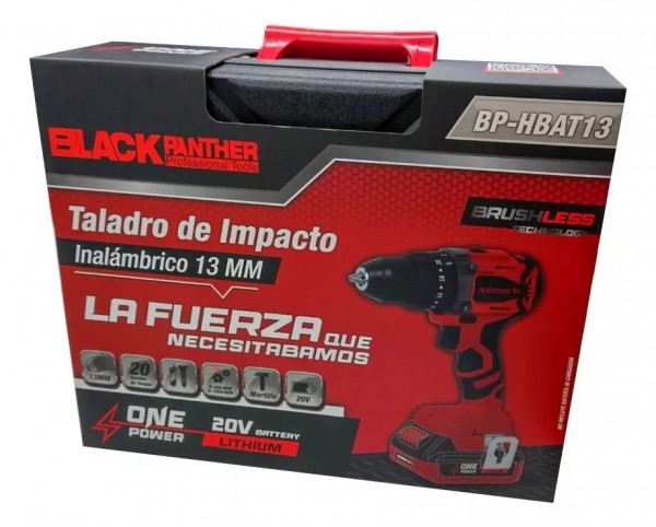 TALADRO INALÁMBRICO BRUSHLESS 20V 13mm + 2 BAT + CARG + MALETÍN - BLACK PANTHER - FMT - NAKAMA