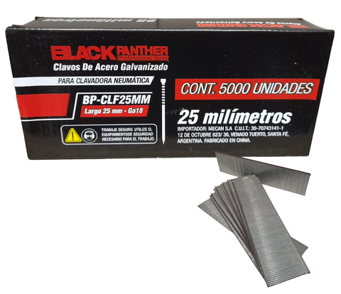 F25mm - CALIBRE 18 (1,25 x 1mm) CAJA 5000Pza, - BLACK PANTHER - FMT - NAKAMA