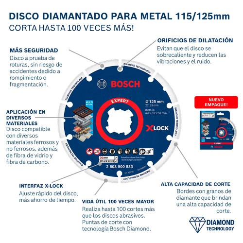 DISCO DIAMANTADO BOSCH EXPERT PARA METAL 115MM X-LOCK - ACCESORIOS BOSCH