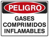 CARTEL PELIGRO GASES COMPRIMIDOS INFLAMABLES - BM